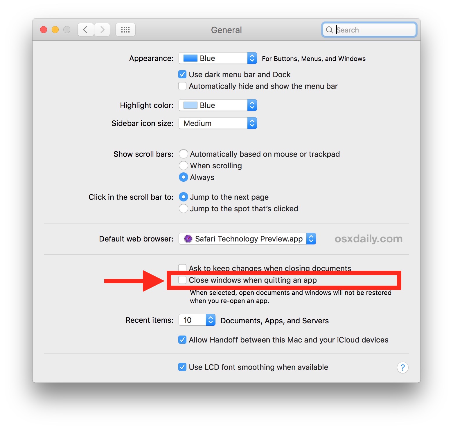 What setting causes a mac app to startup mode